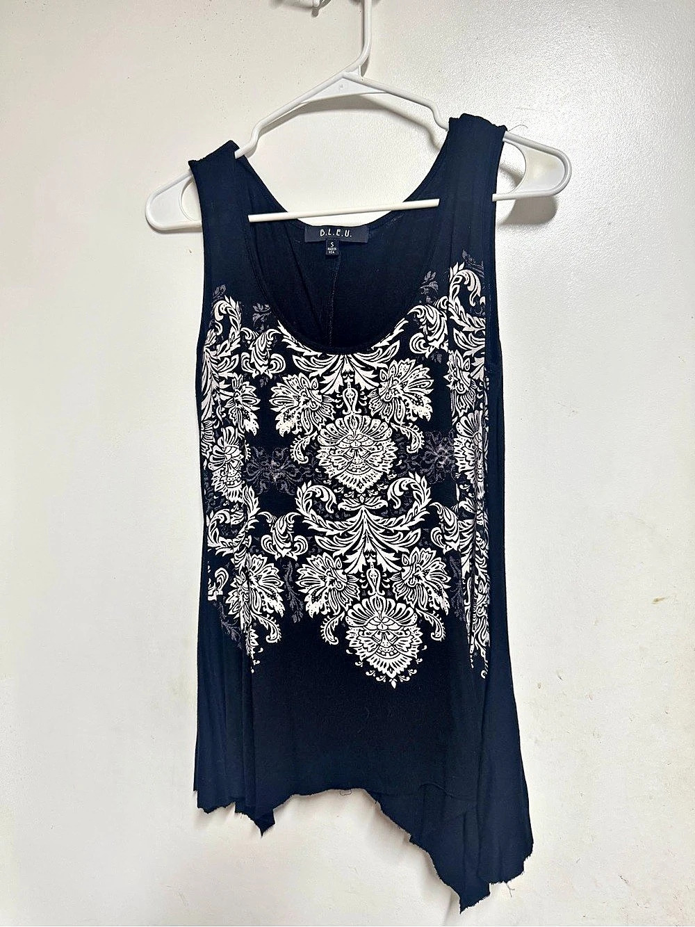 PINK Floral Tank Top in Black & White